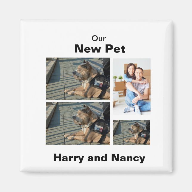 Íman Nova Colagem de Fotos Personalizada de 4 Fotos par (Frente)