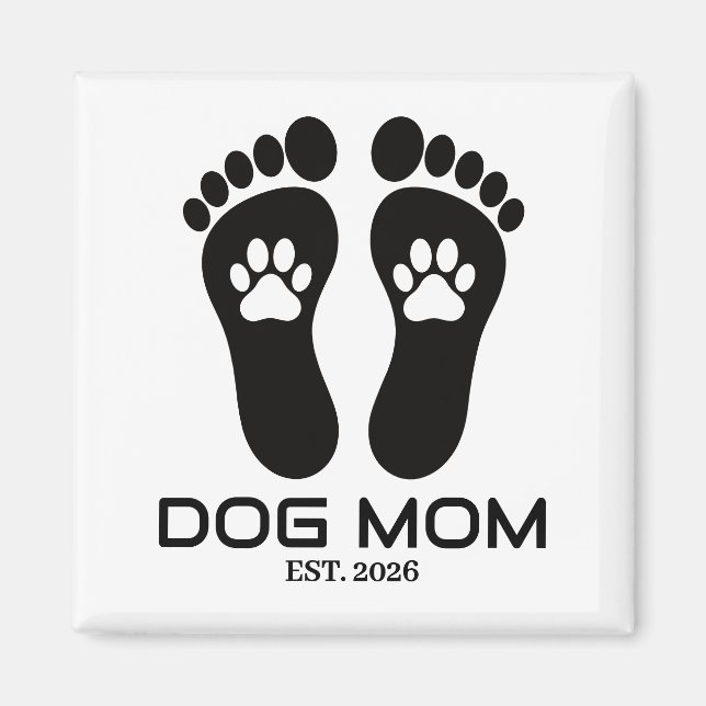 Íman Nova Data de Mãe de Cachorro Pegadas Ousadas (Frente)