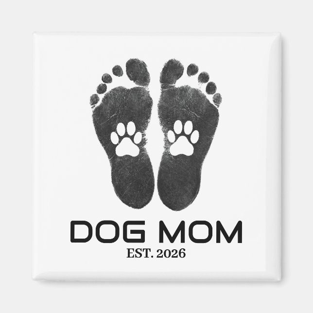 Íman Nova Data de Mãe de Cachorro Pegadas Ousadas (Frente)