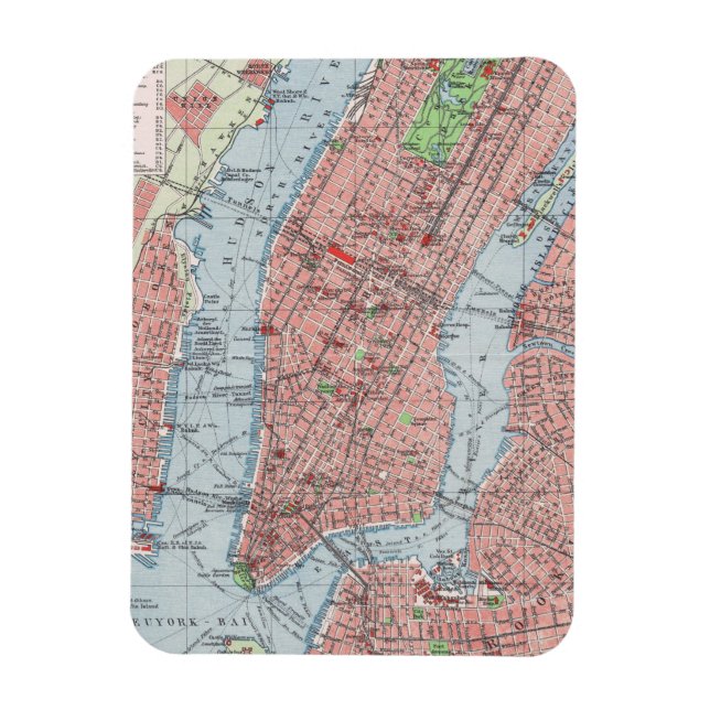 Íman Nova Iorque, Manhattan, mapa de colheita, imã (Vertical)