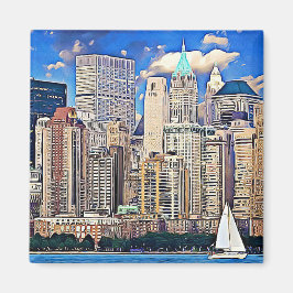 Íman Nova Iorque Manhattan Skyline Sailboat Magnet