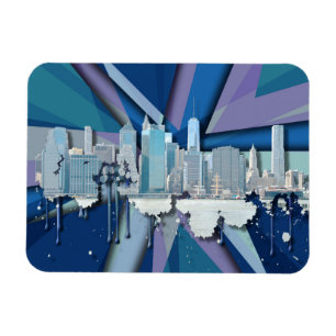 Íman Nova Iorque Skyline Azul 3D