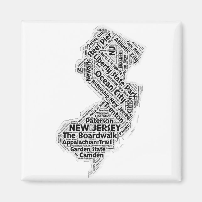Íman Nova Jersey State Word Cloud (Frente)
