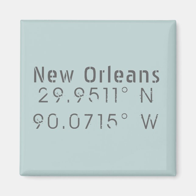 Íman Nova Orleans Latitude & Longitude (Frente)