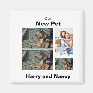 Íman Nova Pet colagem personalizada de 4 fotos