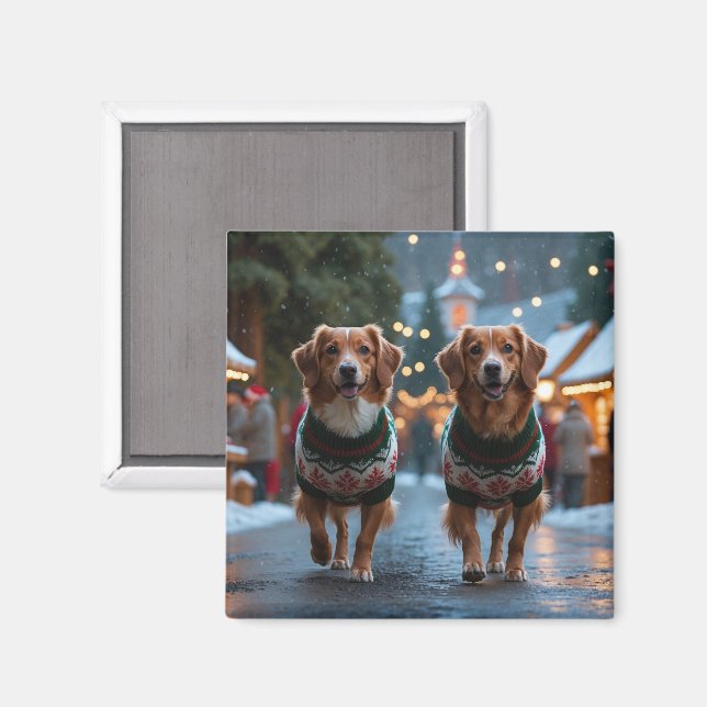 Íman Nova Scotia Duck Toller Christmas Snow Holiday (Front/Back)