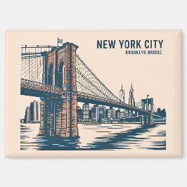 Íman Nova York Brooklyn Bridge Skyline Bold Retro Viage