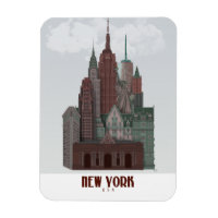 Nova York em Nuvens - Vermelho Escuro e Verde