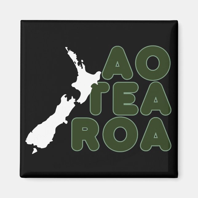 ÍMAN NOVA ZEALAND AOTEAROA NZ PAÍS GRÁFICO NOME MAIOR (Frente)