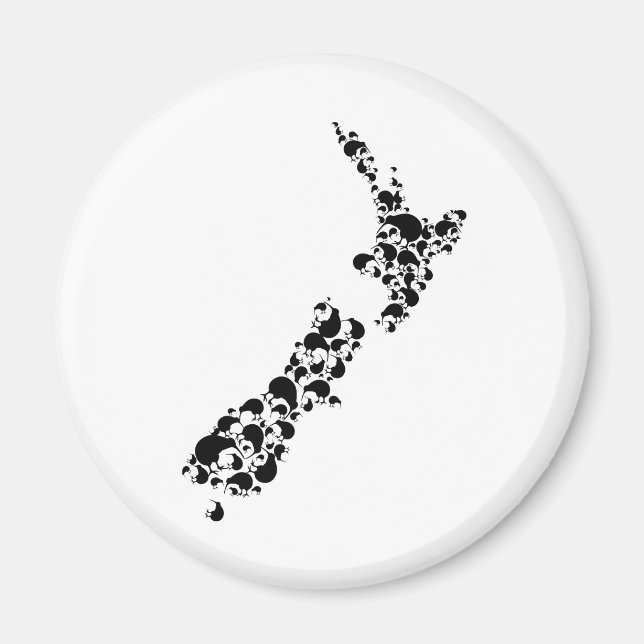 Íman NOVA ZELÂNDIA - cheio do kiwis - preto (Frente)