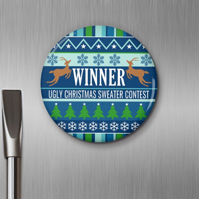 Íman Novidade vencedora no Festival de Natal Feio (Personalized Fridge Magnet - Party Favor - Ugly Christmas Sweater Winner)