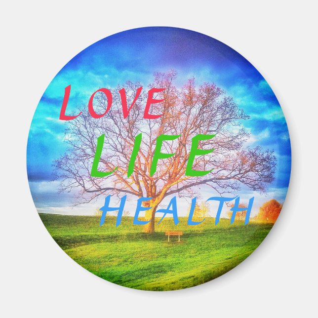 ÍMAN NOVO1 AMOR VIDA SAÚDE ÁRVORE MED MAGNET (Frente)