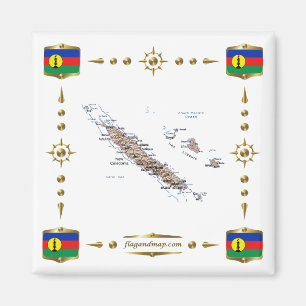 Íman Novo mapa da Caledónia + ímã dos sinalizadores