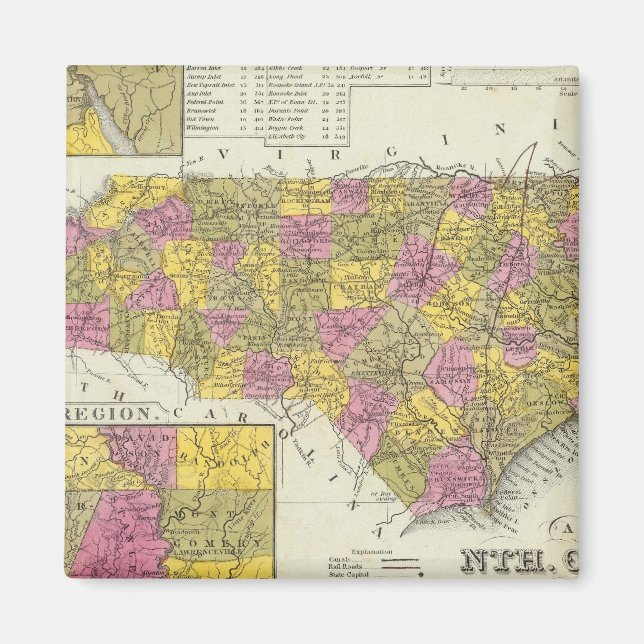 Íman Novo Mapa Da Carolina Do Norte (Frente)