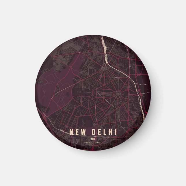 Íman Novo Mapa da Cidade de Nova Deli Índia  (Frente)