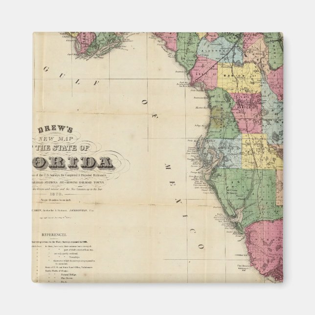 Íman Novo Mapa de Drew do Estado da Flórida (Frente)