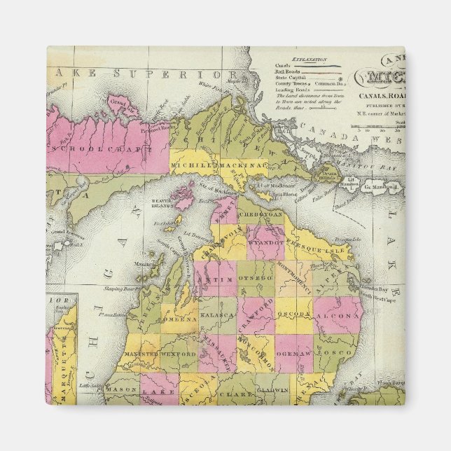 Íman Novo Mapa De Michigan 2 (Frente)