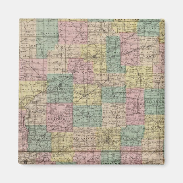 Íman Novo mapa setorial e municipal de Indiana (Frente)