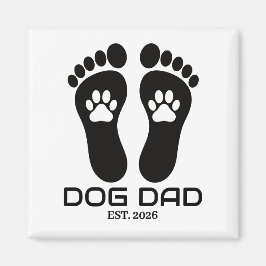 Íman Novo Pai de Cachorro Pegadas de Pata Negrito Data 
