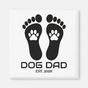 Íman Novo Pai de Cachorro Pegadas de Pata Negrito Data