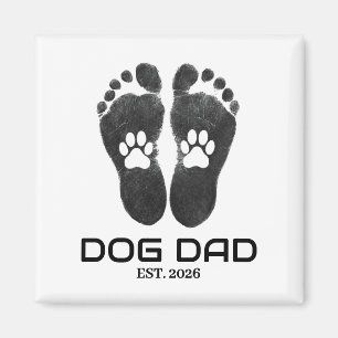 Íman Novo Pai de Cachorro Pegadas Ousadas Data de Funda