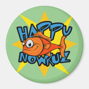 Íman Nowruz de Ano Novo Dourado Sorrindo Sol Persa