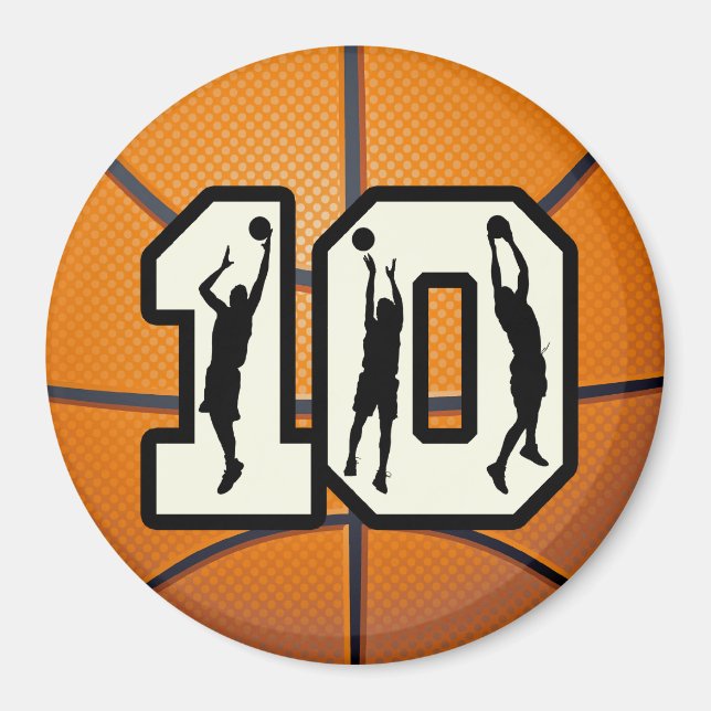 Íman Número 10 de basquetebol e jogadores (Frente)