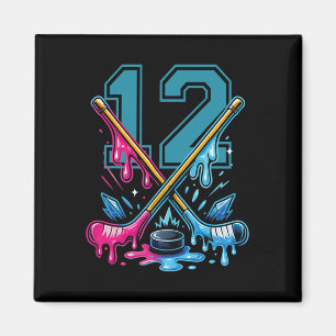 Íman Número 12 Anos Sorvete Drip Hockey 12º Aniversário