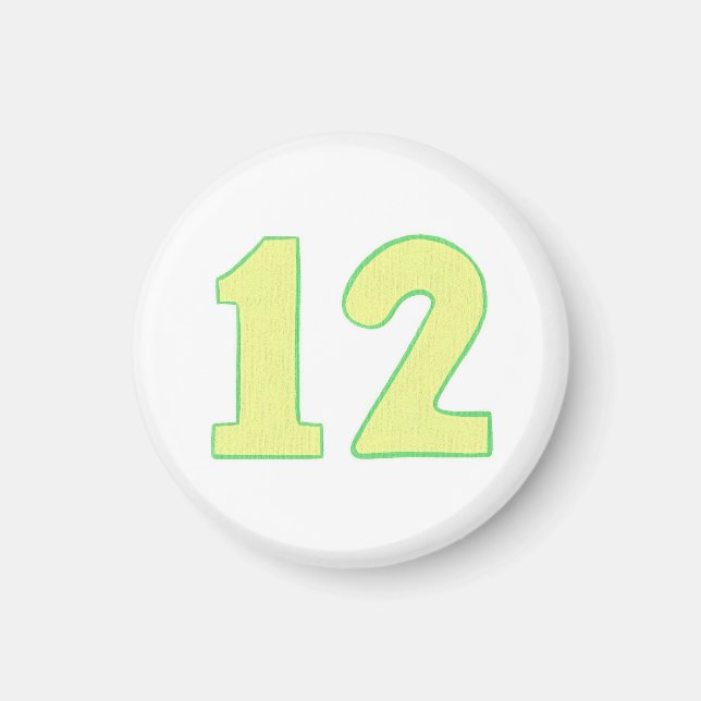 Íman Número 12 ímã com amarelo e verde (Frente)