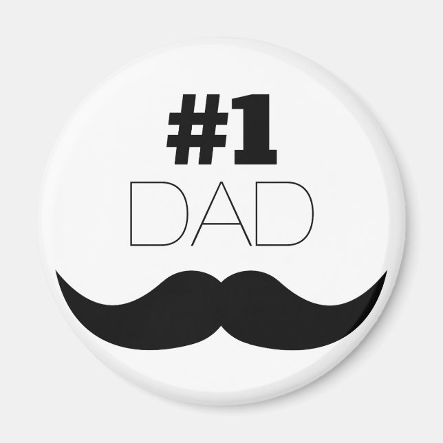 Íman Número 1 - bigode preto Pai - Número um (Frente)