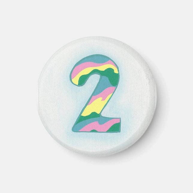 Íman Número 2 ímã azul-rosa verde (Frente)