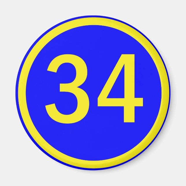 Íman número 34 em círculo (Frente)