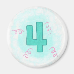 Íman Número 4 em Aqua e em Mídia Rosa
