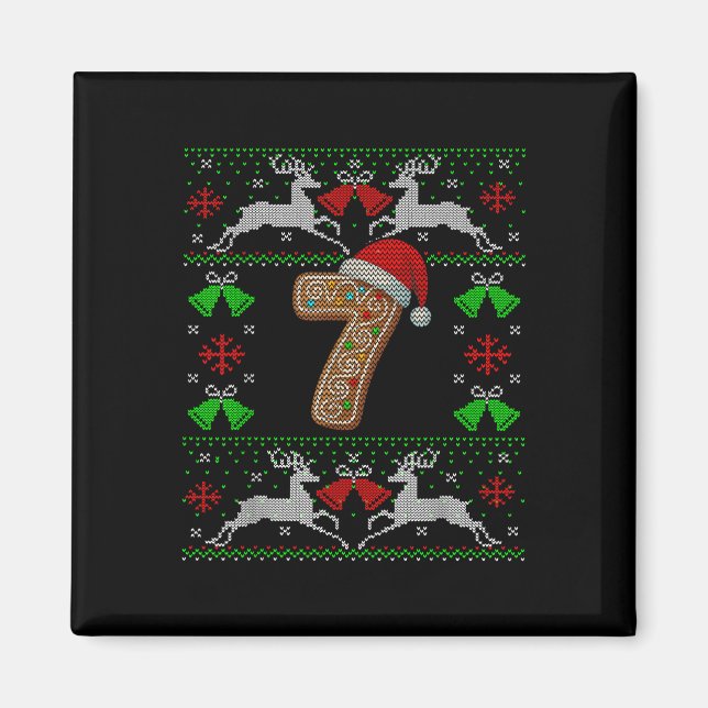 Íman Número 7 67 Meme Camisola de Natal Feia Engraçada (Frente)