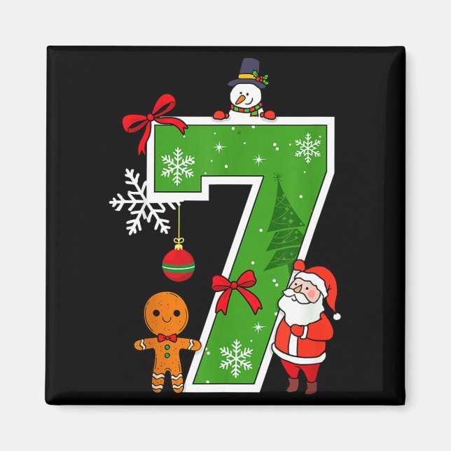 Íman Número 7 Fantasia de Natal do Meme 67 Corresponden (Frente)