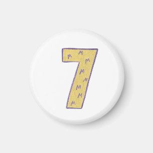 Íman Número 7 ímã com ouro e roxo
