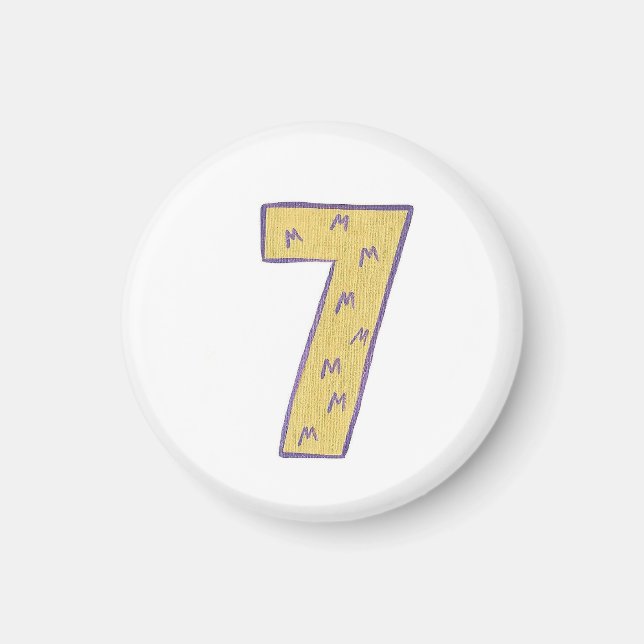 Íman Número 7 ímã com ouro e roxo (Frente)