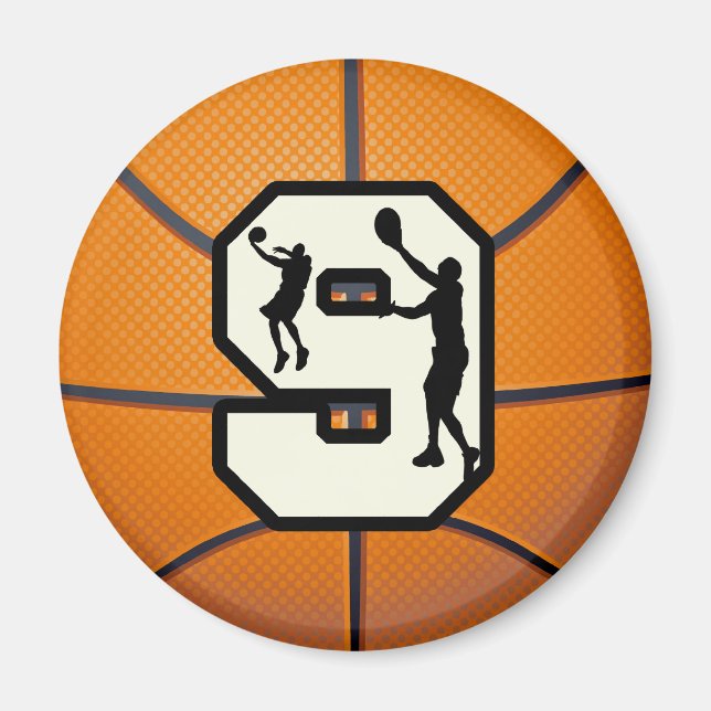 Íman Número 9: Basquete e Jogador (Frente)