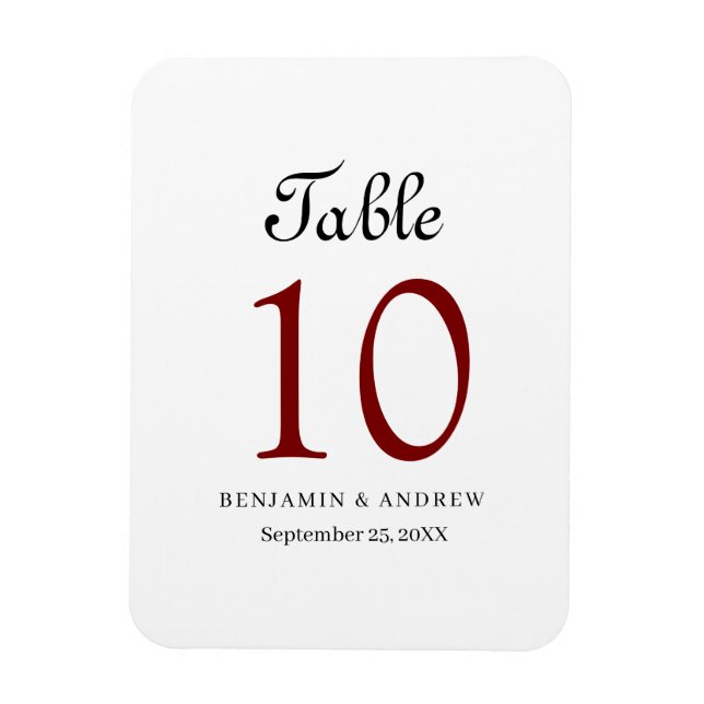 Íman Número de Mesa em Acrílico Arqueado com Letra Pret (Vertical)