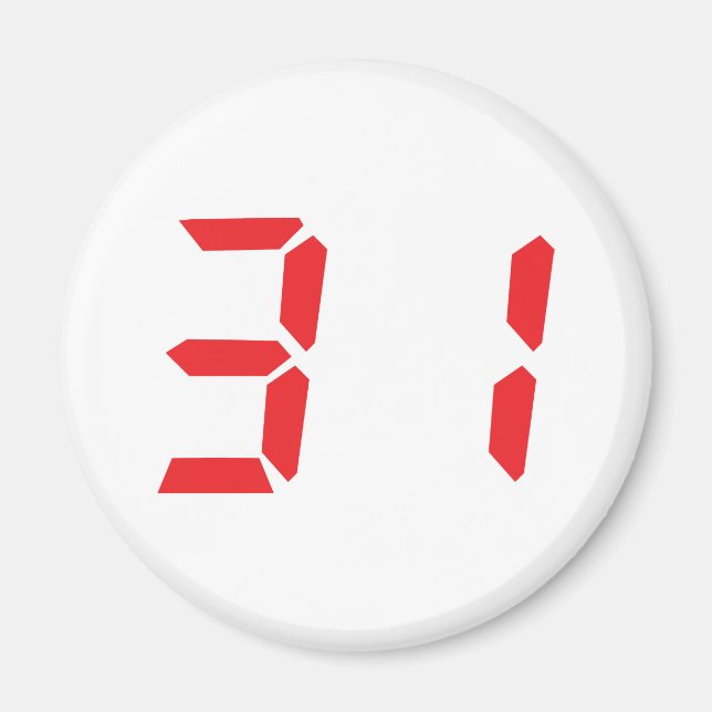 Íman número digital do despertador vermelho 31 e 31 (Frente)