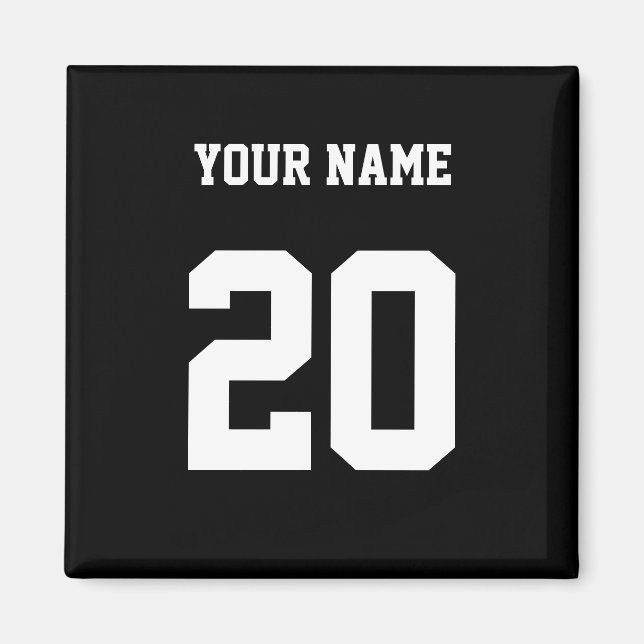Íman Número e nome personalizados preto e branco (Frente)