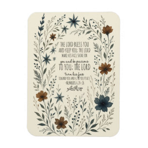 Íman Números 6:24–26 Bênção Sacerdotal Floral Vintage