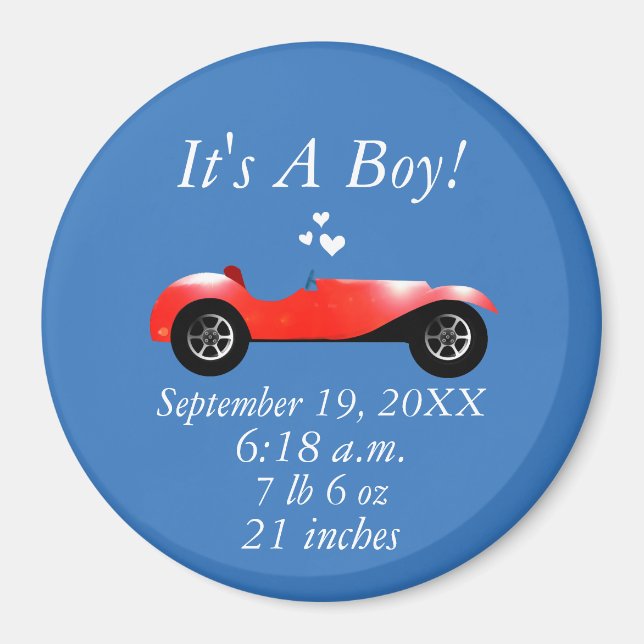 Íman Números de Nascimento Carro Clássico Oferece Carro (Frente)