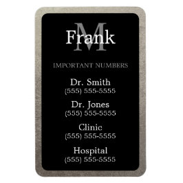 Íman Números de Telefone Importantes de Folha Preta e P