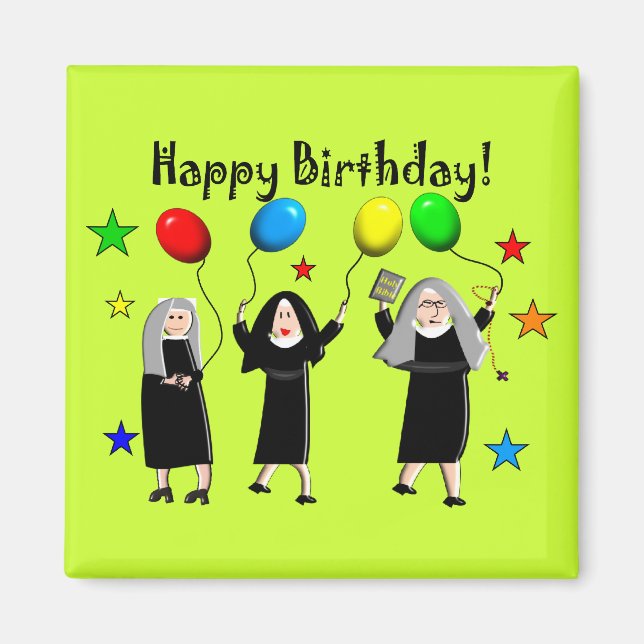 Íman Nun Happy Birthday Cards & Gifts (Frente)