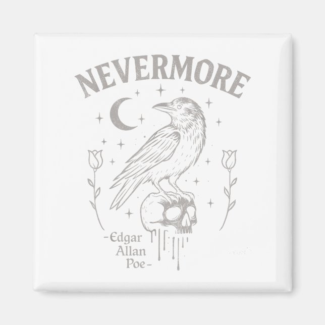 Íman Nunca mais Raven Skull Art, Gothic Edgar Allan Poe (Frente)