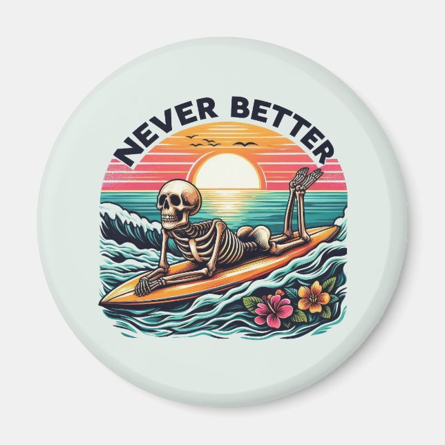 Íman Nunca Melhor - Skelset surf Sunset Wave Design (Frente)