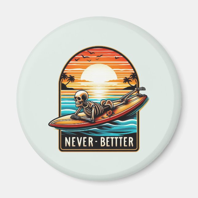 Íman Nunca Melhor - Skelset surfando Onda Sunset (Frente)