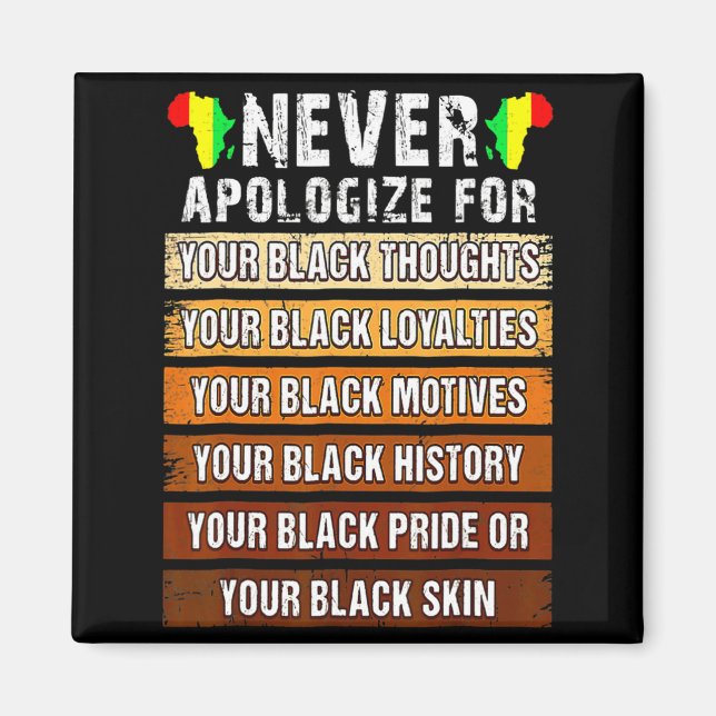 Íman Nunca Retro Peça Desculpas História Negra Africana (Frente)