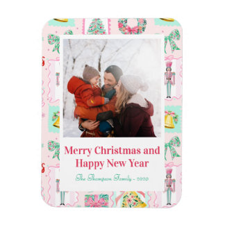 Íman Nutcracker Rosa e Verde Foto Personalizada de Nata